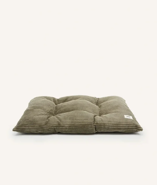 Coussin Bela en velours côtelé vert