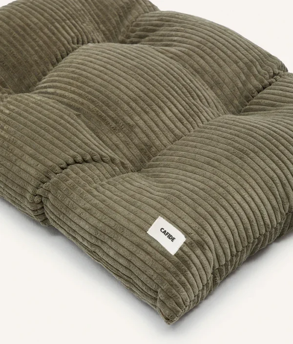 Coussin Bela en velours côtelé vert – Image 2