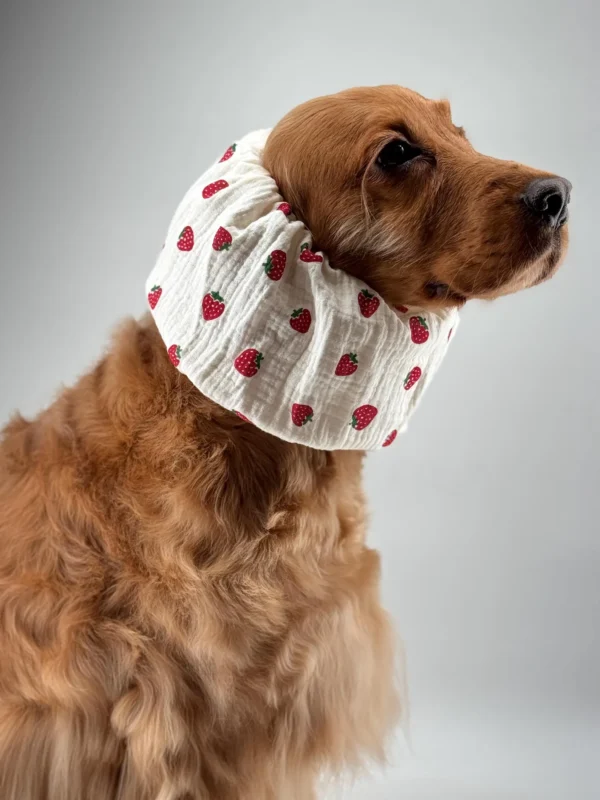 Snood en gaze de coton à motifs fraises