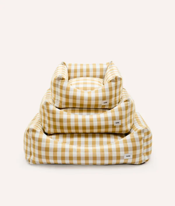 Panier Snozy à motif vichy moutarde – Image 5
