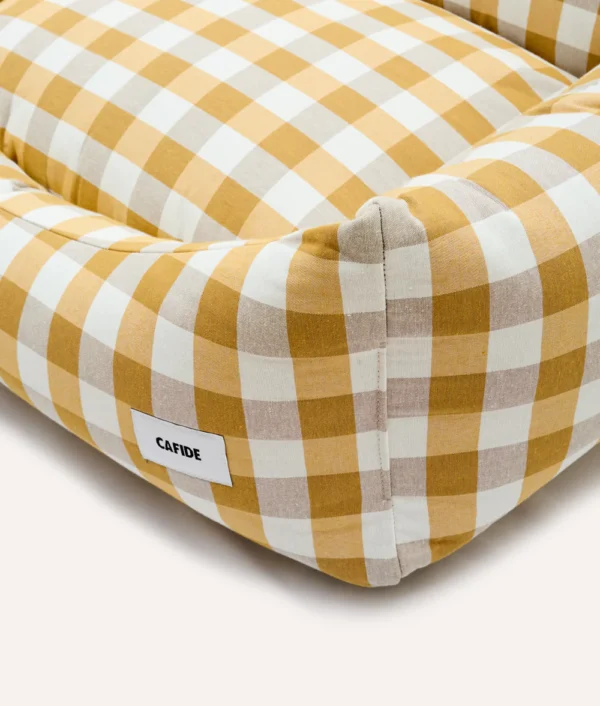 Panier Snozy à motif vichy moutarde – Image 7