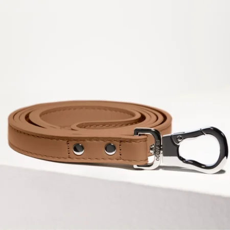 Laisse simple en cuir vegan Camel