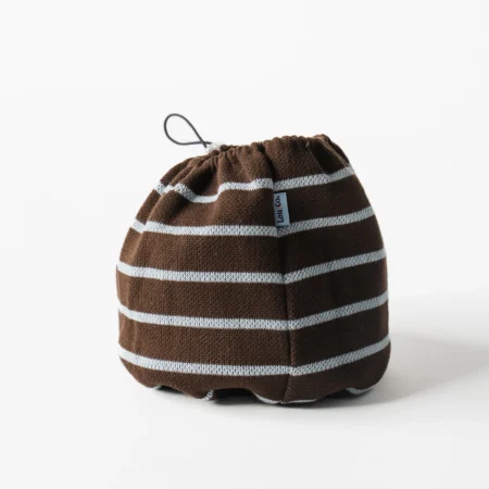 Snood tricoté rayé chocolat & bleu ciel