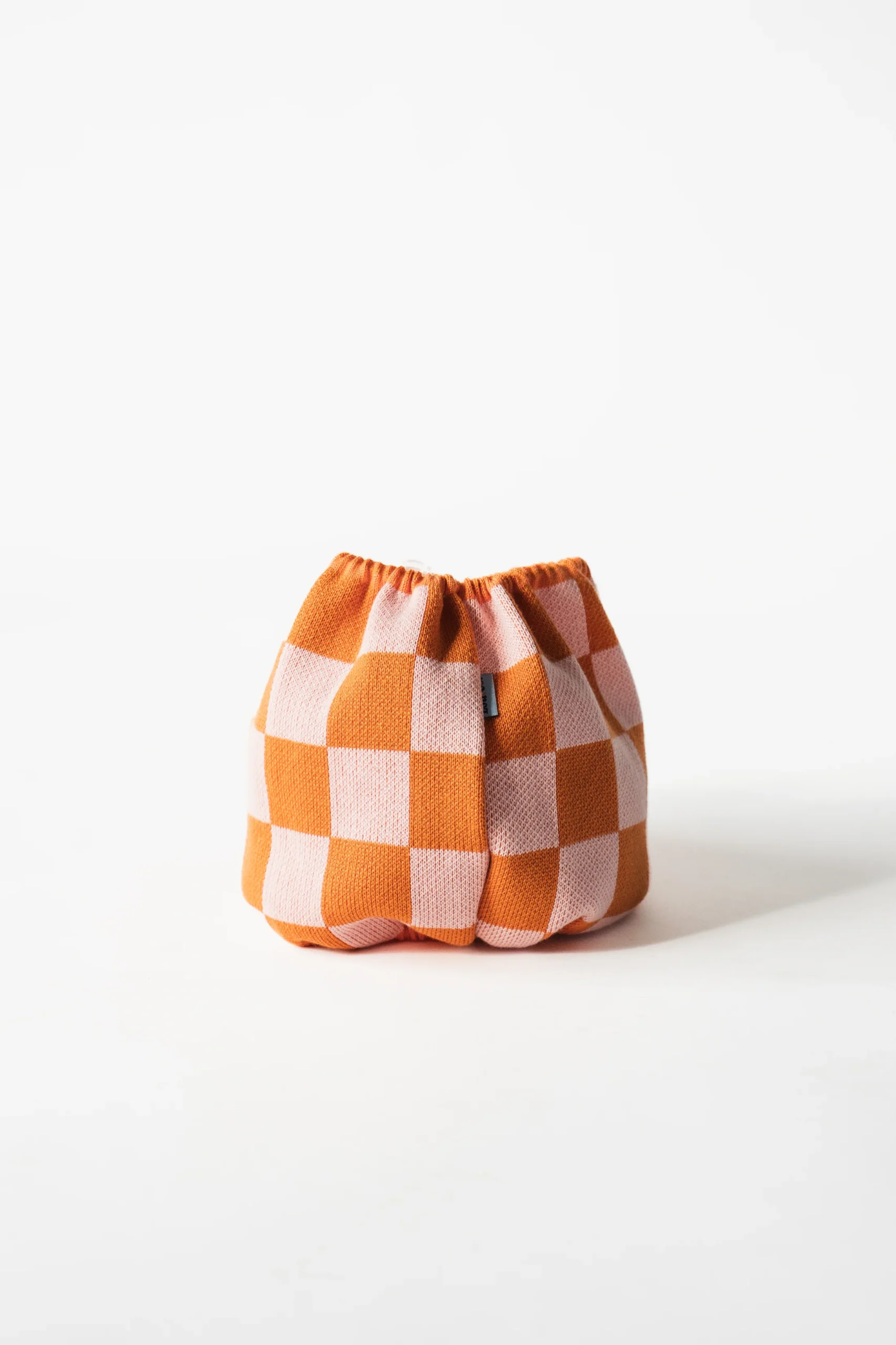 Snood tricoté carreaux orange & rose – Image 2