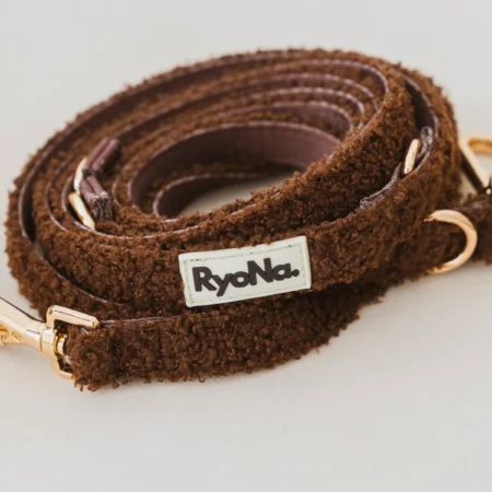 Laisse multi-positions en tissu bouclé Moka