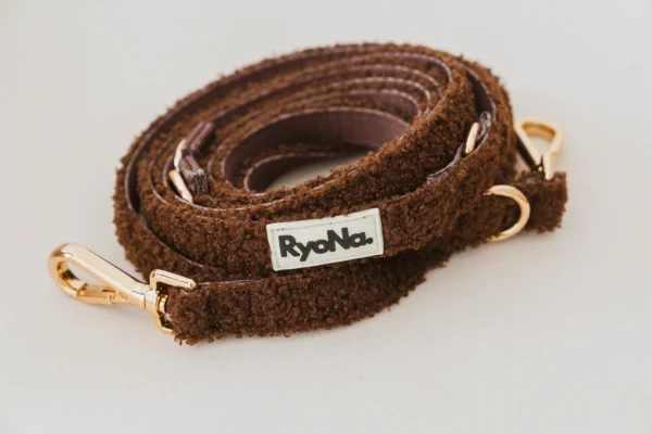 Laisse multi-positions en tissu bouclé Moka