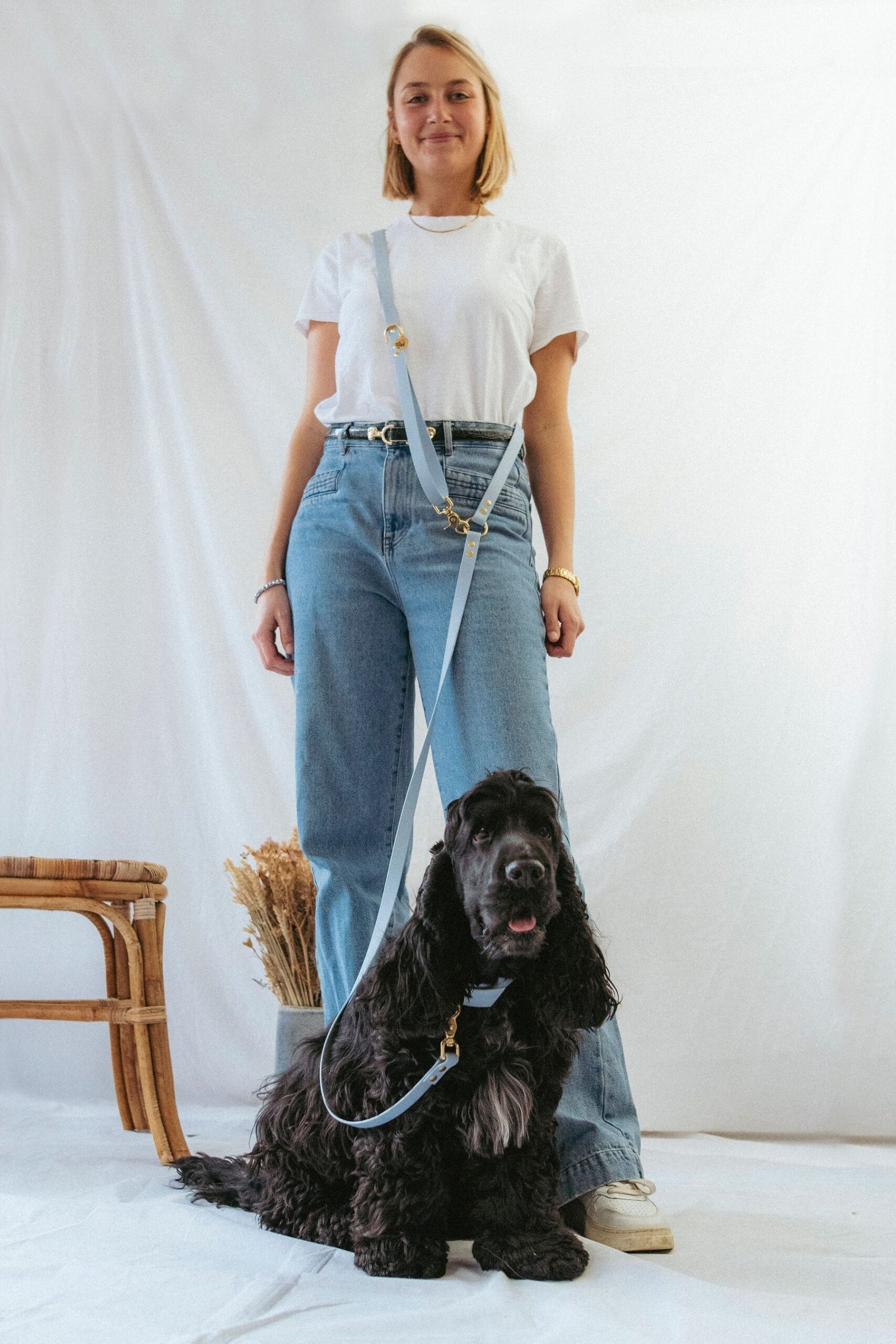 Laisse multi-positions en BioThane® <br>Bleu Pastel – Image 3