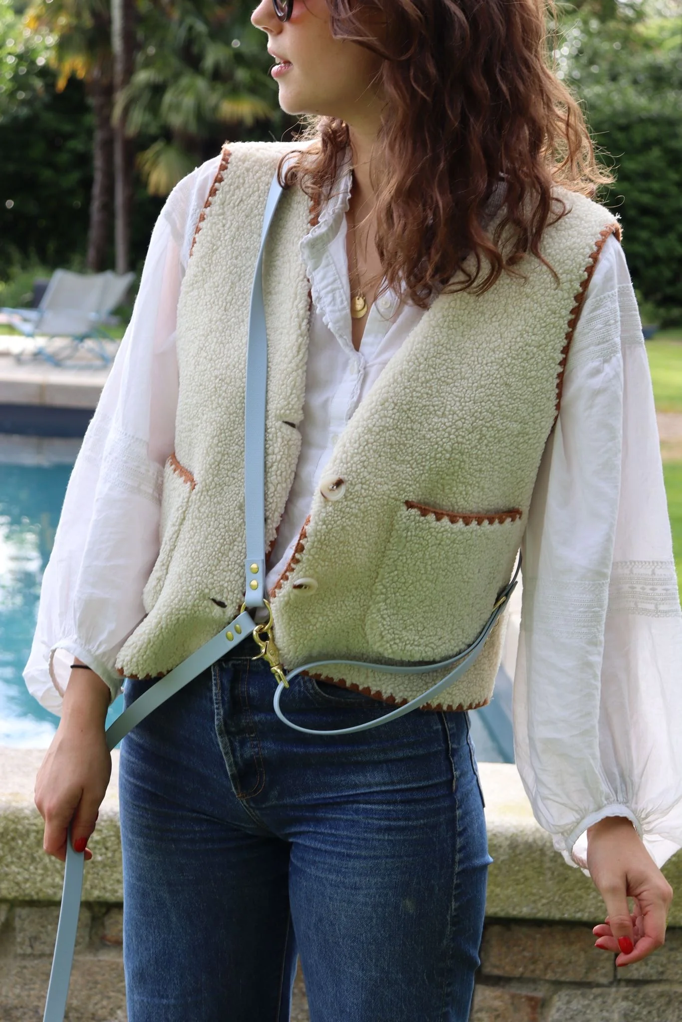 Laisse multi-positions en BioThane® <br>Bleu Pastel – Image 4