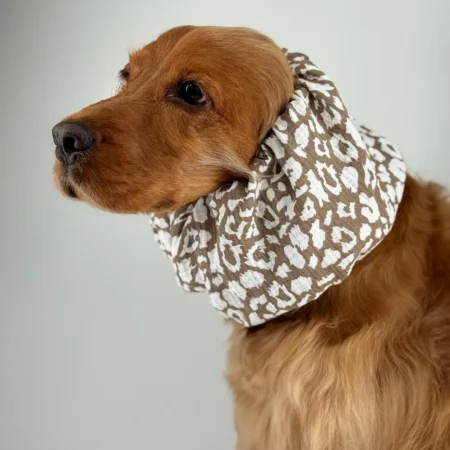 Snood en gaze de coton léger et respirant pour chien – Léopard beige