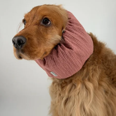 Snood en gaze de coton léger et respirant pour chien – Rose poudré uni