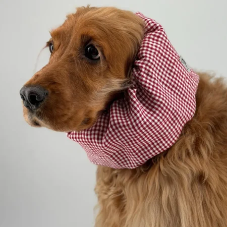 Snood en lin léger et respirant pour chien – Vichy rouge