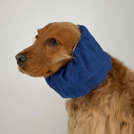 Snood en lin léger et respirant pour chien – Vichy bleu